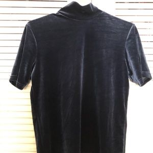 Vintage dark blue velvet long neck top